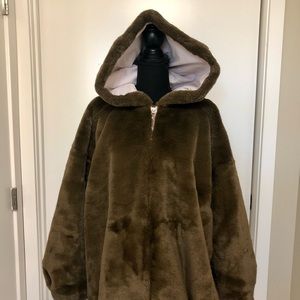 Sandy Liang x Target Plus Size Mink Faux Fur Zip-Up Hooded Jacket